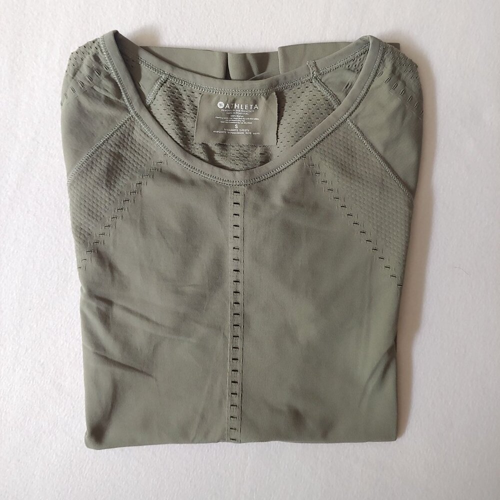 Athleta Foothill Seamless Tee Size Small Olive Green - Picture 7 of 8